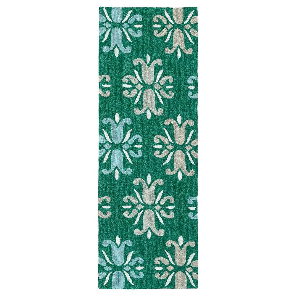 Kaleen Escape Emerald 2 Ft X 6 Indoor Outdoor Runner Rug Esc07 Escape Emerald 2 Ft X 6 Indoor Outdoor Runner Rug