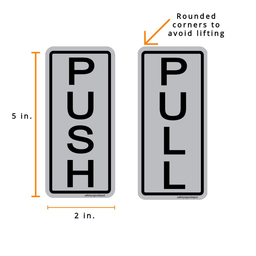Store and Office 2 Adhesive Vinyl Decals UV Laminated for Business Push Pull Door Sticker Signs Vertical 2 x 5 Pack of 2