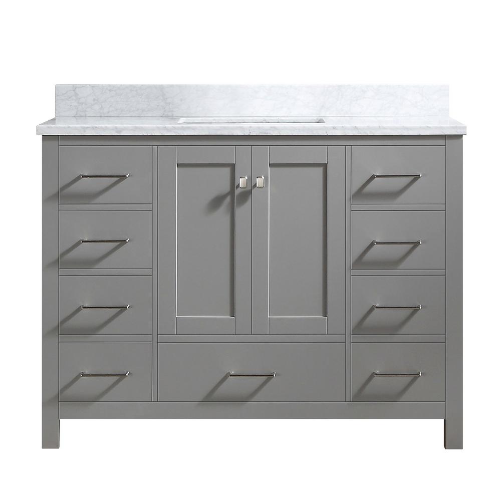 Proox Vonn 30 In Bath Vanity In Gray With Marble Vanity Top In Carrara White With White Sink Pr 10048 Cab Gr Sq The Home Depot