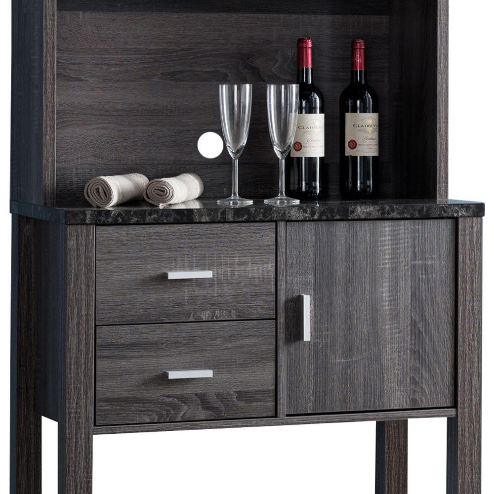 Benjara Multi Storage Gray Distressed Wooden Baker S Rack With 2