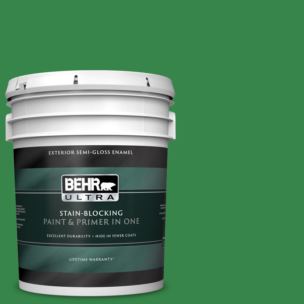 BEHR ULTRA 5 gal. 450B7 Green Grass SemiGloss Enamel Exterior Paint