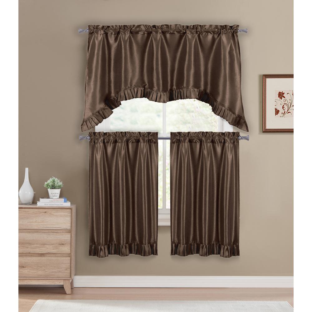 Duck River Bella Chocolate Kitchen Curtain Set 55 In W X 36 In L