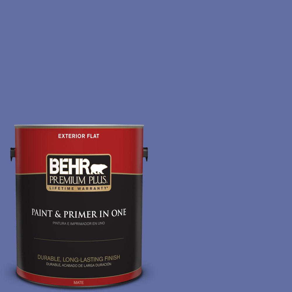 BEHR Premium Plus 1gal. 610B6 Stained Glass Flat Exterior Paint