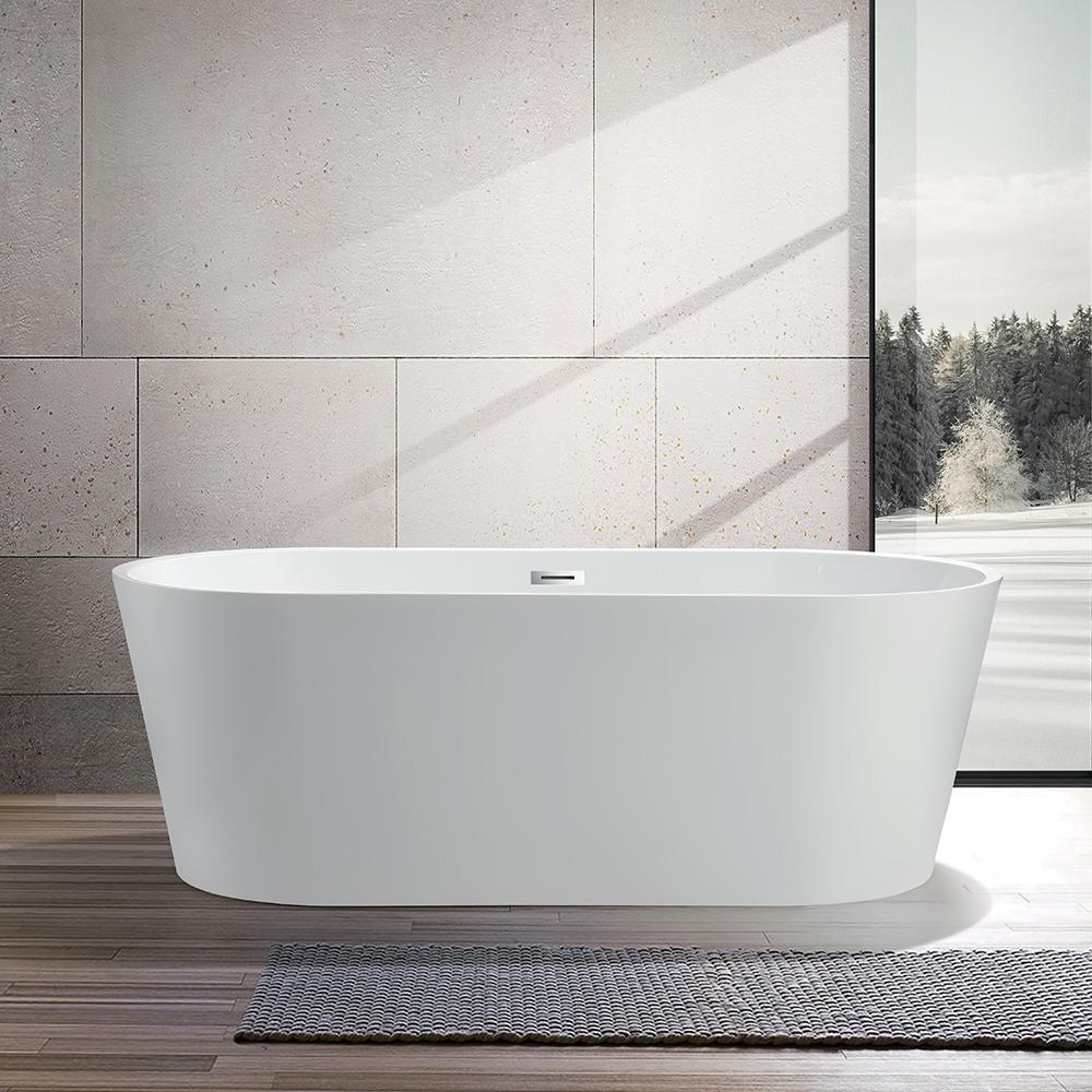 Vanity Art Bordeaux 59 In Acrylic Flatbottom Freestanding Bathtub In White