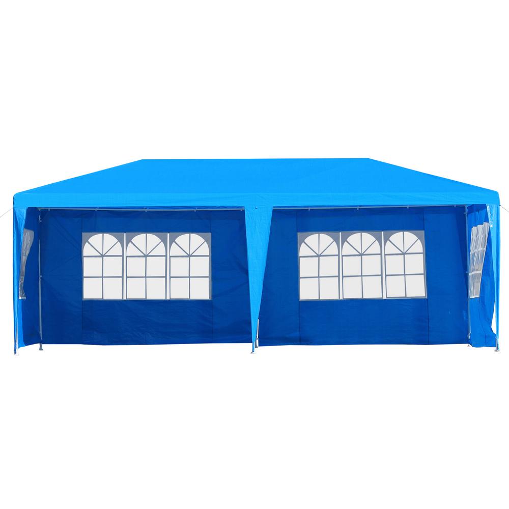 Outsunny Large 10 ft. x 20 ft. Blue Gazebo Canopy Party Tent with 4 ...
