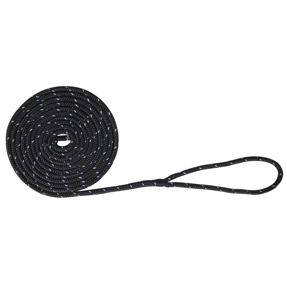 1//2/" X 25/' BLACK BOAT MARINE PREMIUM DOUBLE BRAIDED DOCKLINE ROPE HIGH STRENGTH