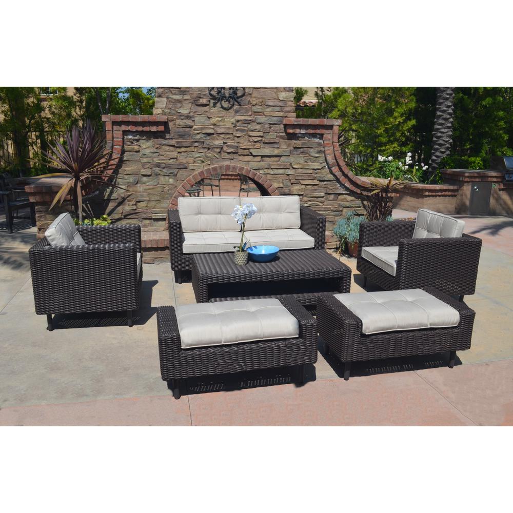 Ae Outdoor Tampa 6 Piece All Weather Wicker Patio Conversation