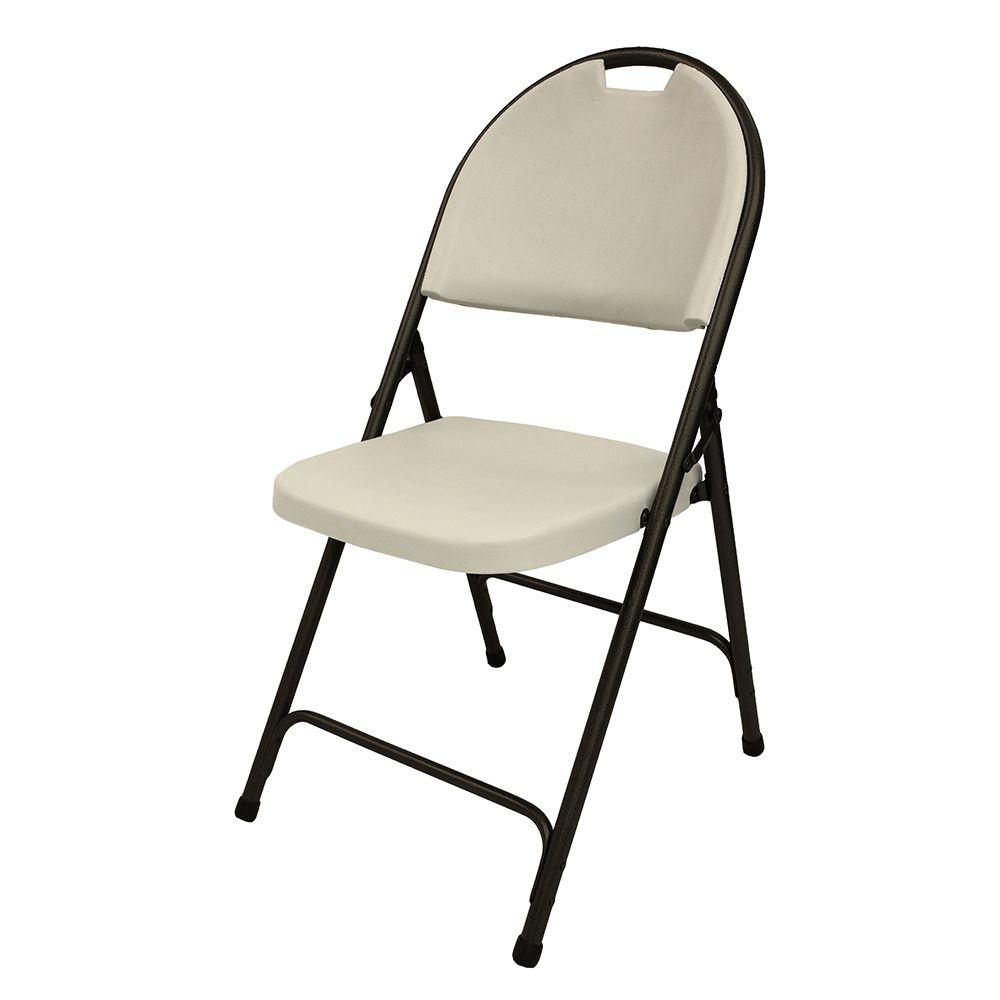 Beige Metal Stackable Folding Chair 