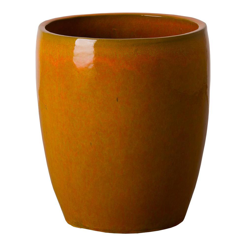 Emissary Bullet 21 In H Burnt Orange Ceramic Round Planter 0533bo