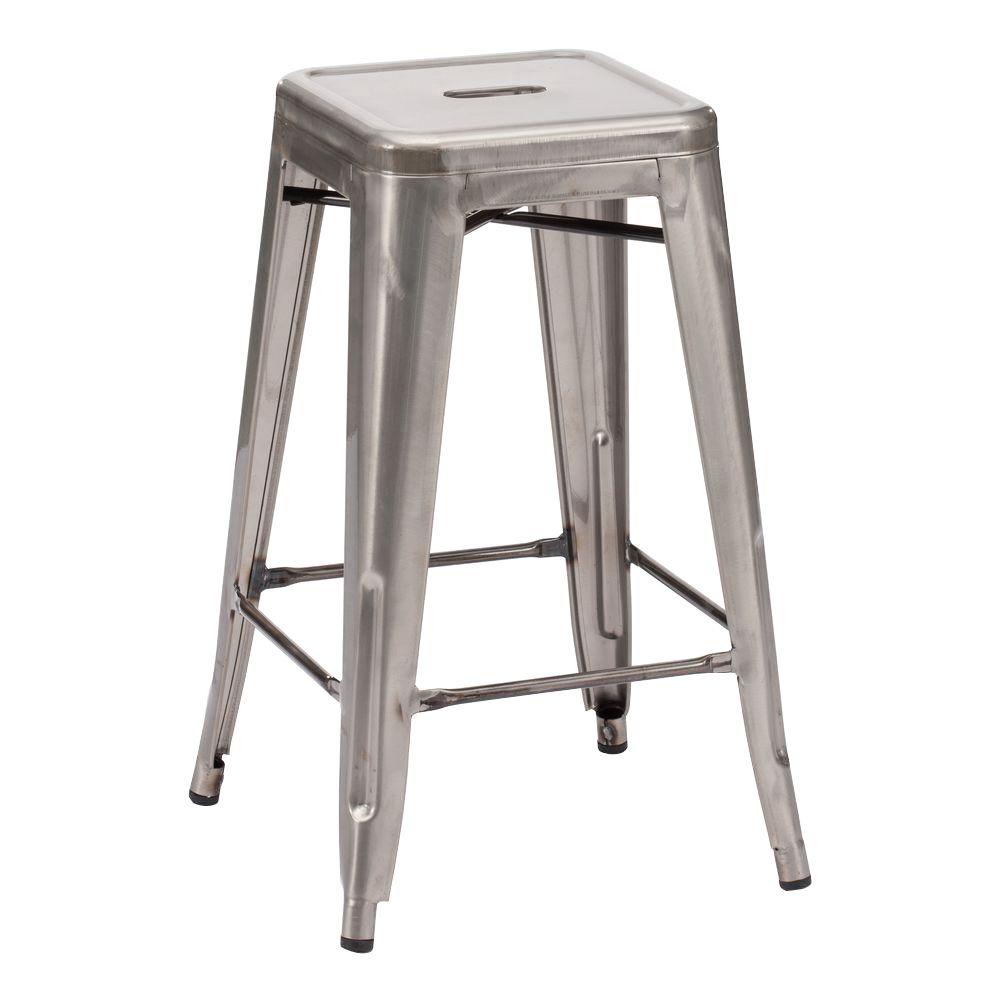 ZUO Marius 25.7 In. Gunmetal Bar Stool (Set Of 2)-106114 - The Home Depot