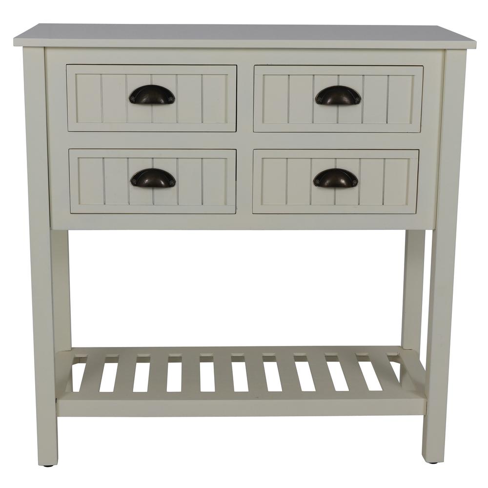 Decor Therapy Bailey Bead Antique White Console Table Fr8682 The