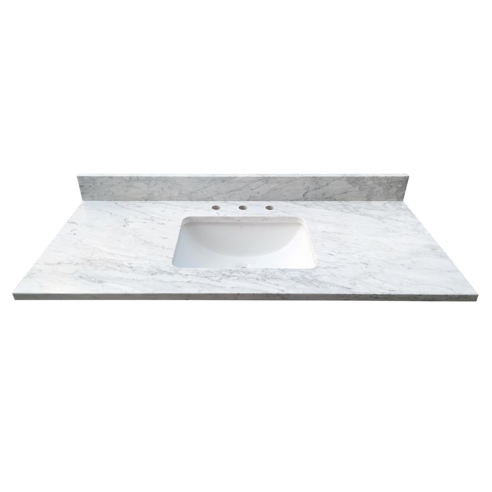 Tile Top 49 In W X 22 In D X 1 In H Bianco Carrara White Marble   Bathroom Vanity Tops Th0570 64 1000 