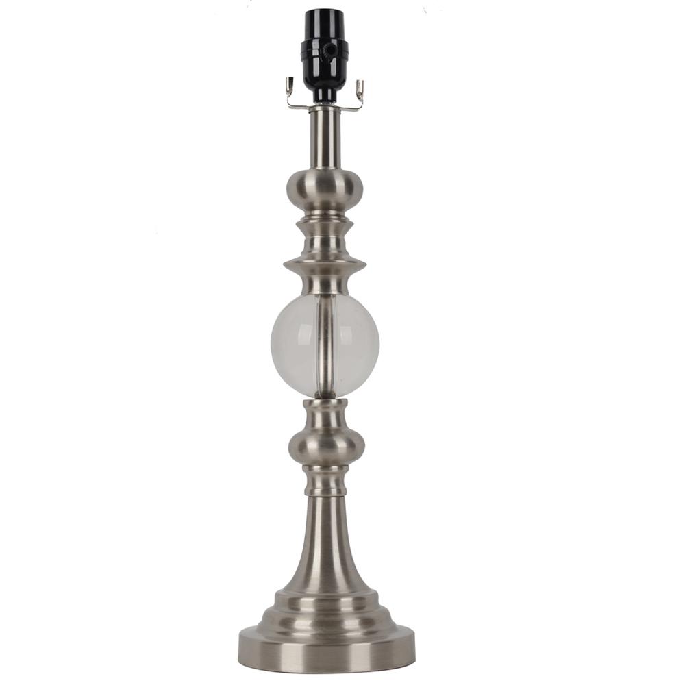 Hampton Bay Mix and Match 20.25 in. H Brushed Nickel and Crystal Table Lamp Base