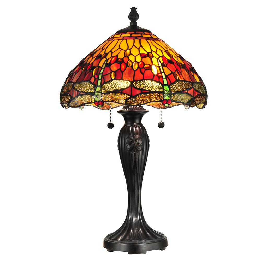 Dale Lamps Lighting The Home Depot Fieldstone Reeves Dragonfly Table Lamp With Art Glass Shade