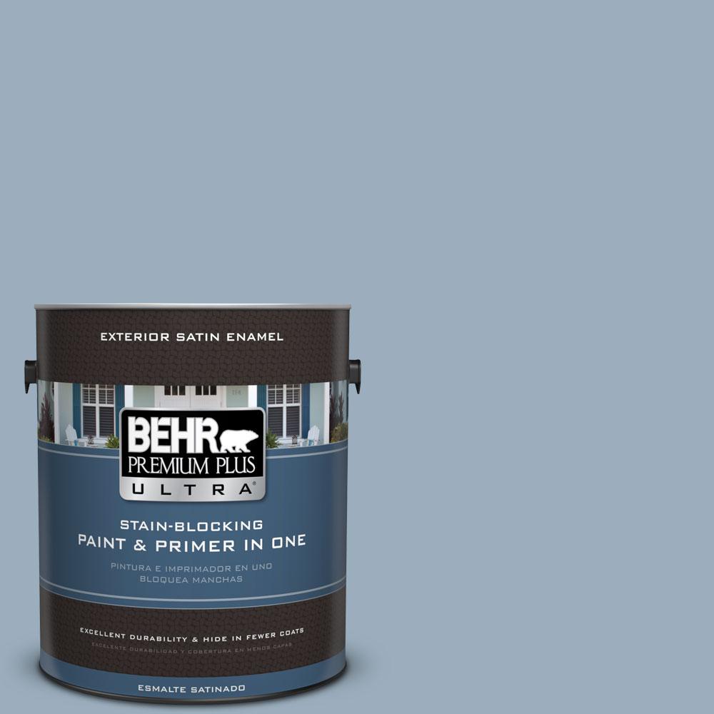 BEHR MARQUEE 1-gal. #N480-3 Shadow Blue Semi-Gloss Enamel Exterior ...