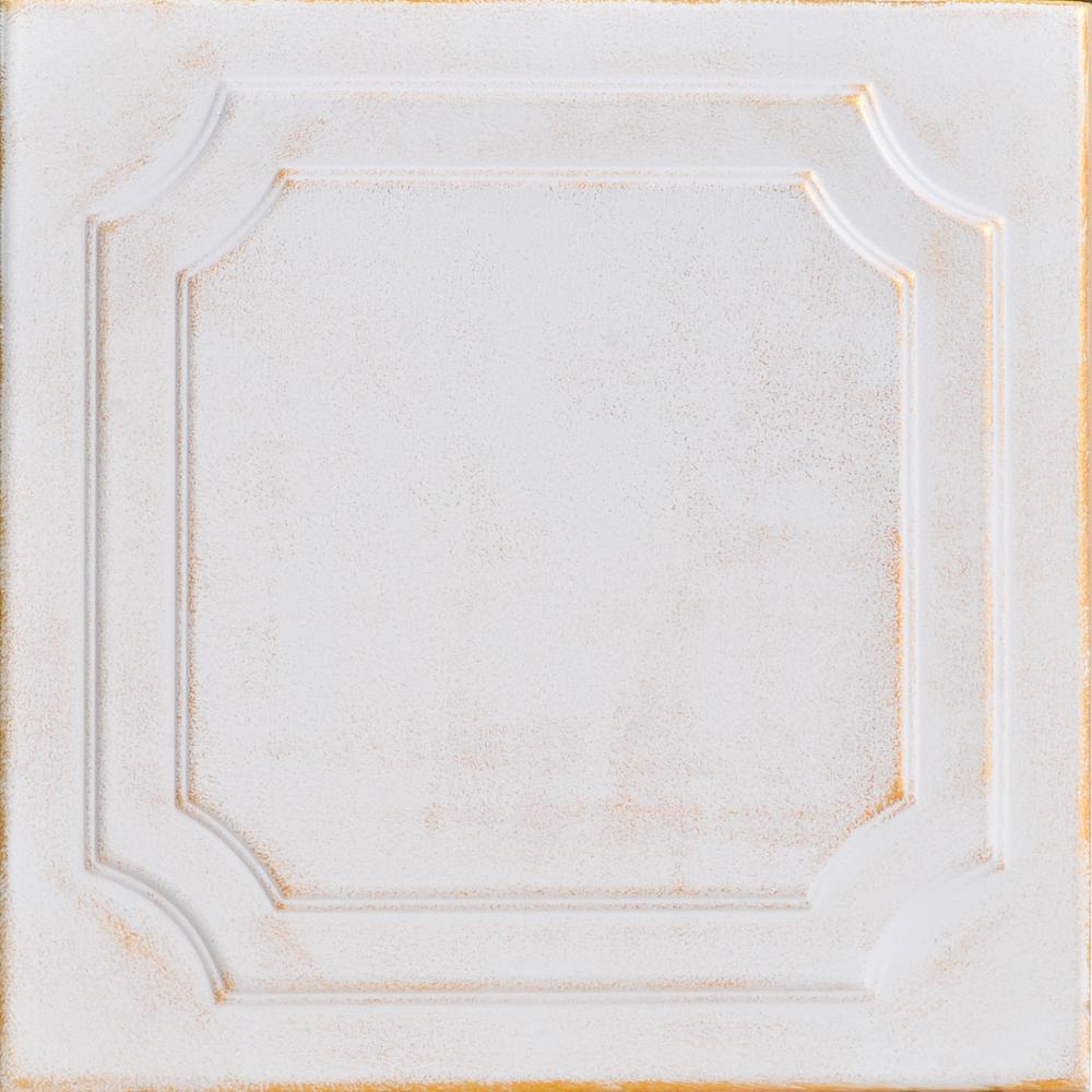 A La Maison Ceilings Virginian 1 6 Ft X 1 6 Ft Foam Glue Up Ceiling Tile In White Washed Gold