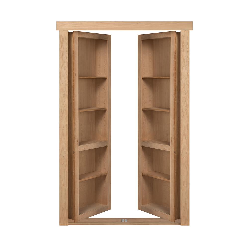 The Murphy Door 60 In X 80 In Flush Mount Assembled Cherry Unfinished In Swing Solid Core Interior French Bookcase Door