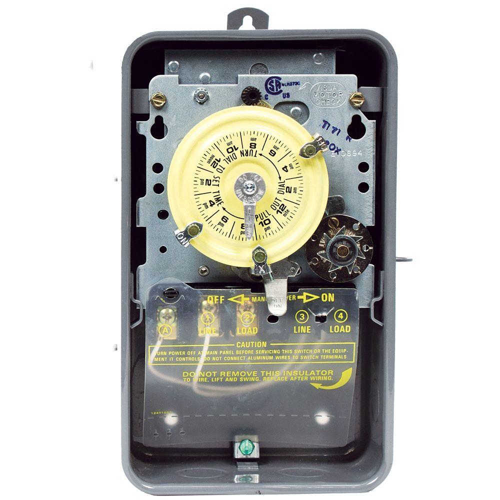 Intermatic T170 Series 40 Amp 24 Hour Mechanical Time Switch With Skipper And Outdoor Enclosure Gray