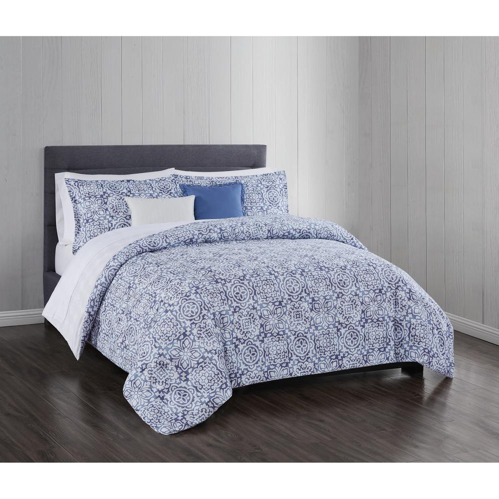 Style 212 Ava 7 Piece Light Blue Polyester King Comforter Set CS3215KG7