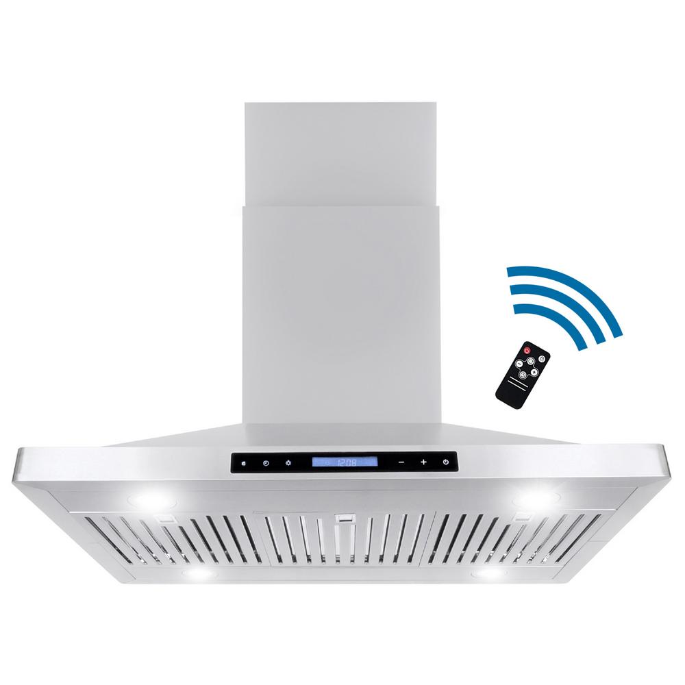 Cosmo 36 in. 760 CFM Ducted Island Range Hood with LED Lighting in