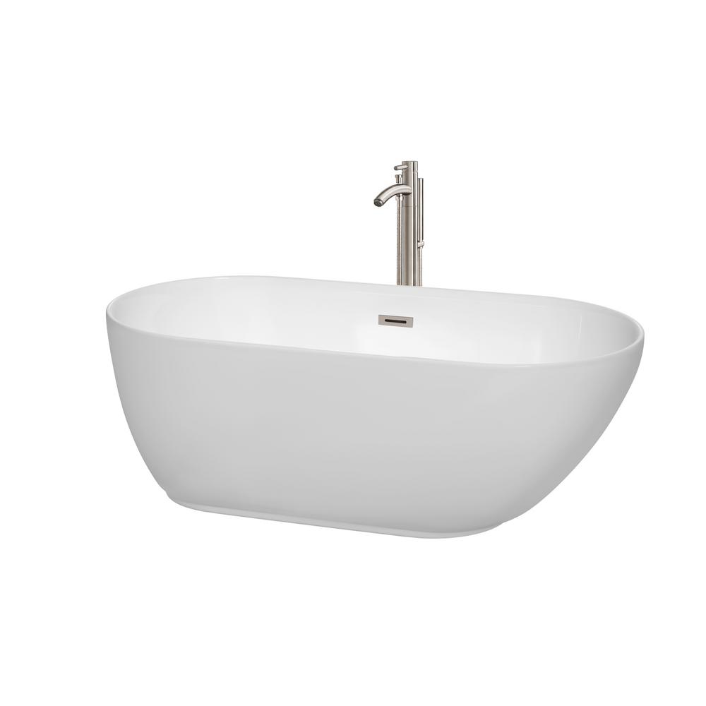 Wyndham Collection Melissa 60 In Acrylic Flatbottom Center Drain