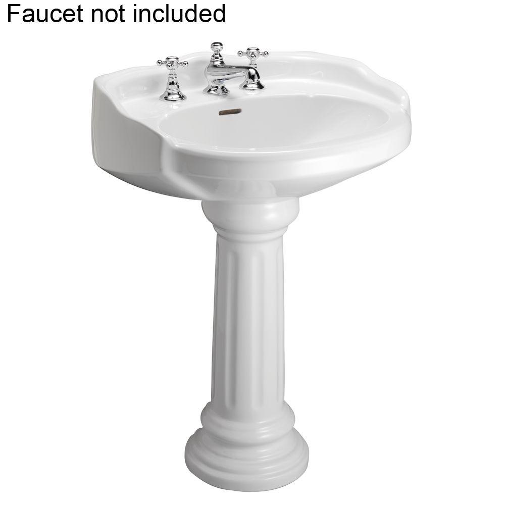Pegasus Victoria 26 In Pedestal Combo Bathroom Sink For 8 In Widespread In White