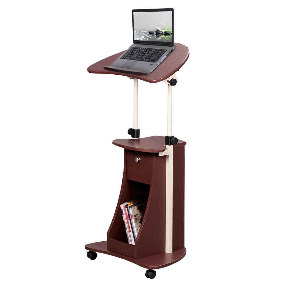 Techni Mobili Chocolate Sit To Stand Rolling Adjustable Laptop