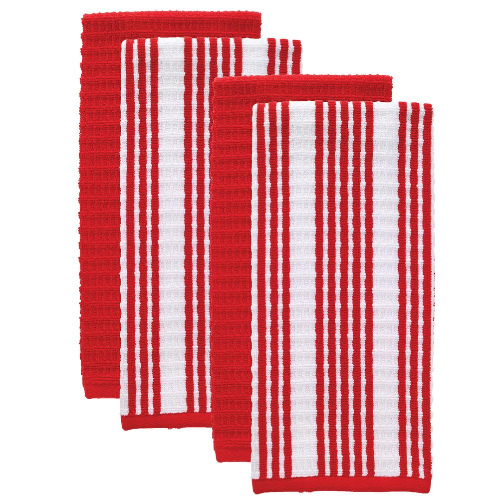 red kitchen towel set