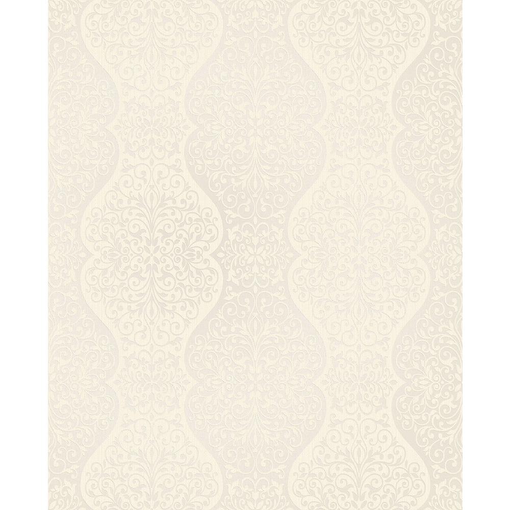 Brewster Cadence Beige Scroll Wallpaper Sample