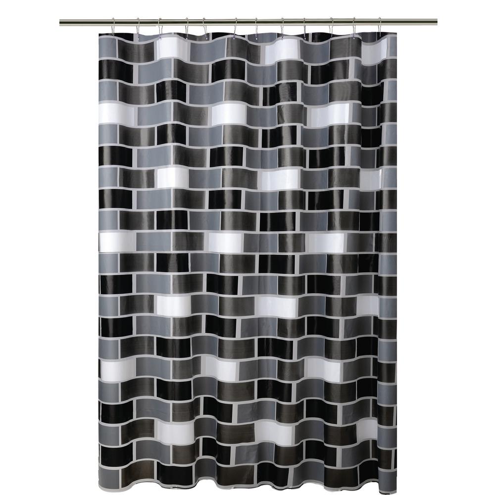 black white grey shower curtain