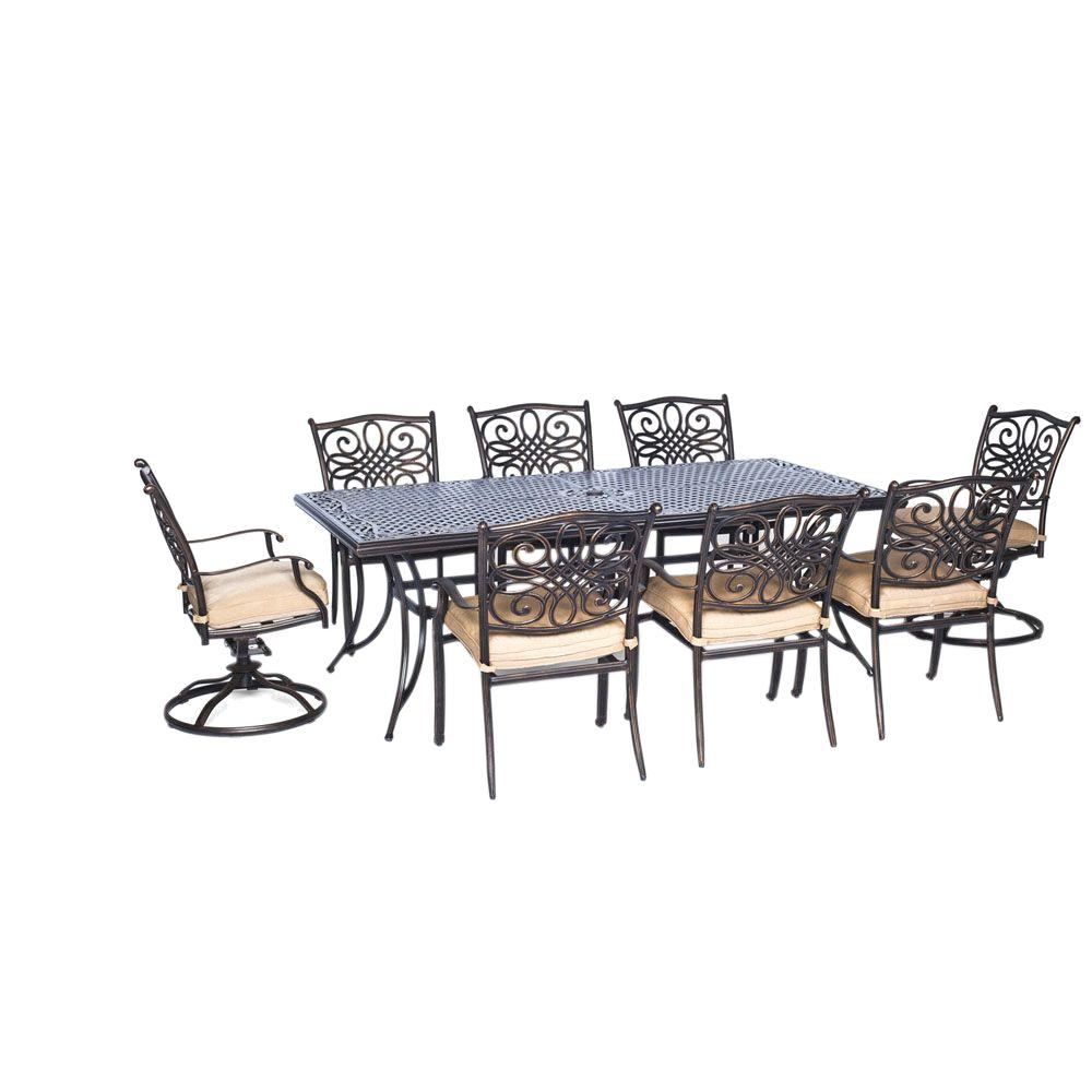 Hanover Traditions 9-Pc Aluminium Rectangular Patio Dining Set with Six