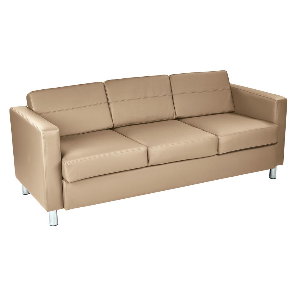 OSP Home Furnishings Pacific Dillon Java Vinyl Sofa Couch with Box