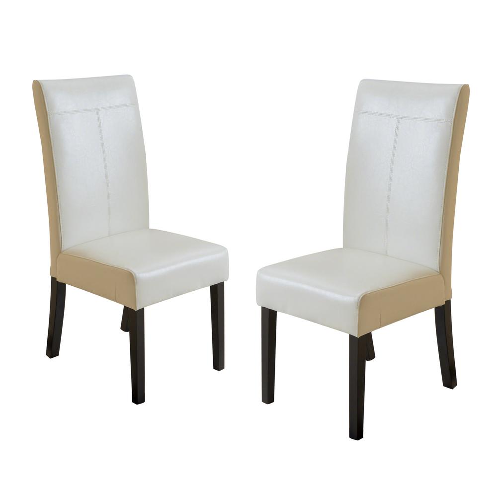 Noble House Lissa Ivory Pu T Stitch Dining Chairs Set Of 2 4002 The Home Depot