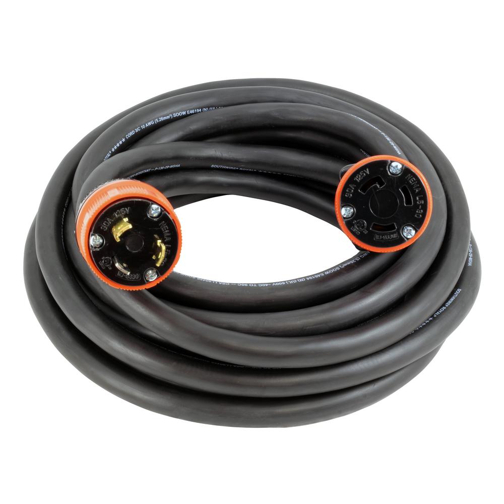 AC WORKS AC Connectors 10 ft. 10/3 Heavy Duty SOOW L530 30 Amp 125