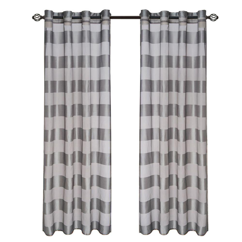 Lavish Home Grey Sofia Grommet Curtain Panel 95 In Length 63