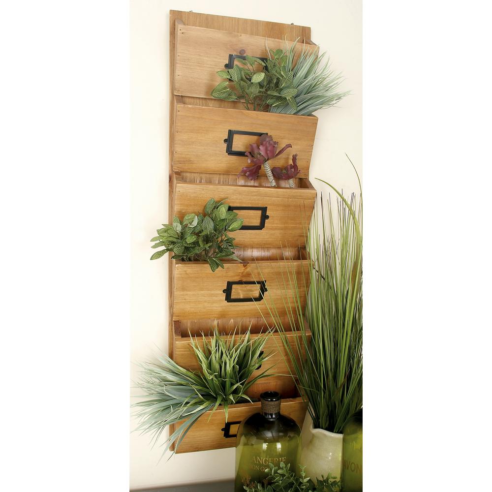 Litton Lane 12 In W X 36 H Firwood 6 Tiered Wall Mounted Letter H Firwood 6 Tiered Wall Mounted Letter Holder Rack In Cherrywood Brown With Black Iron Card Frames 58613 The Home Depot
