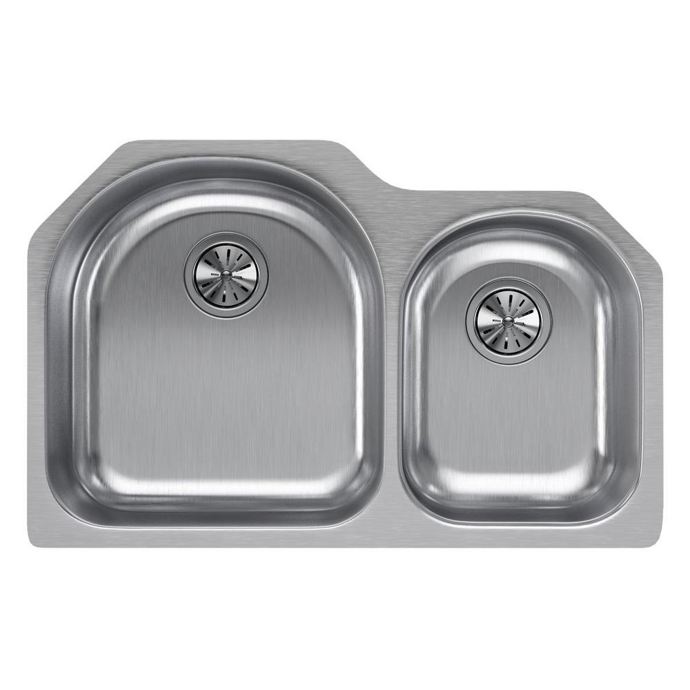 Elkay Lustertone Undermount Stainless Steel 31 In 40 60 Double Bowl Kitchen Sink Right Configuration