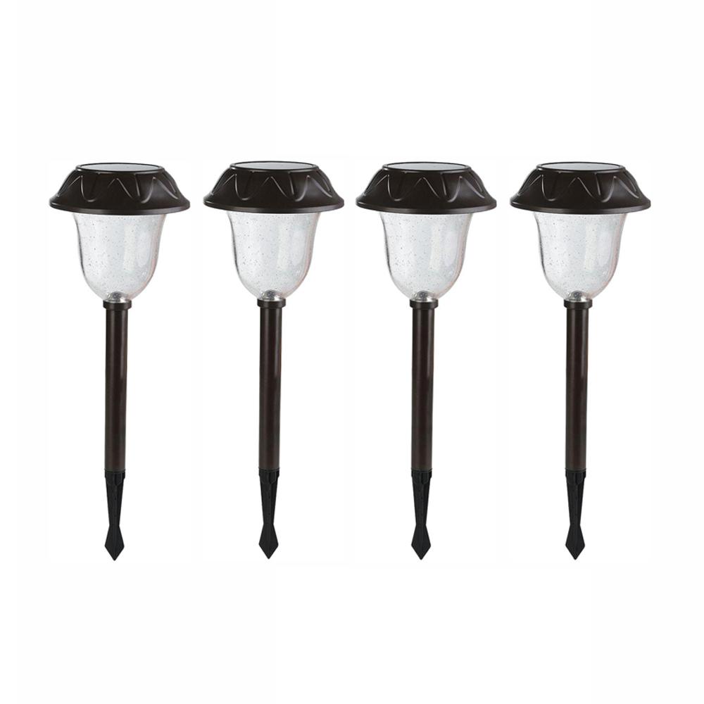 Hampton Bay Solar Charcoal Brown Outdoor Integrated LED Landscape Path Light with Seeded Glass Lens (4-Pack) was $49.97 now $26.07 (48.0% off)