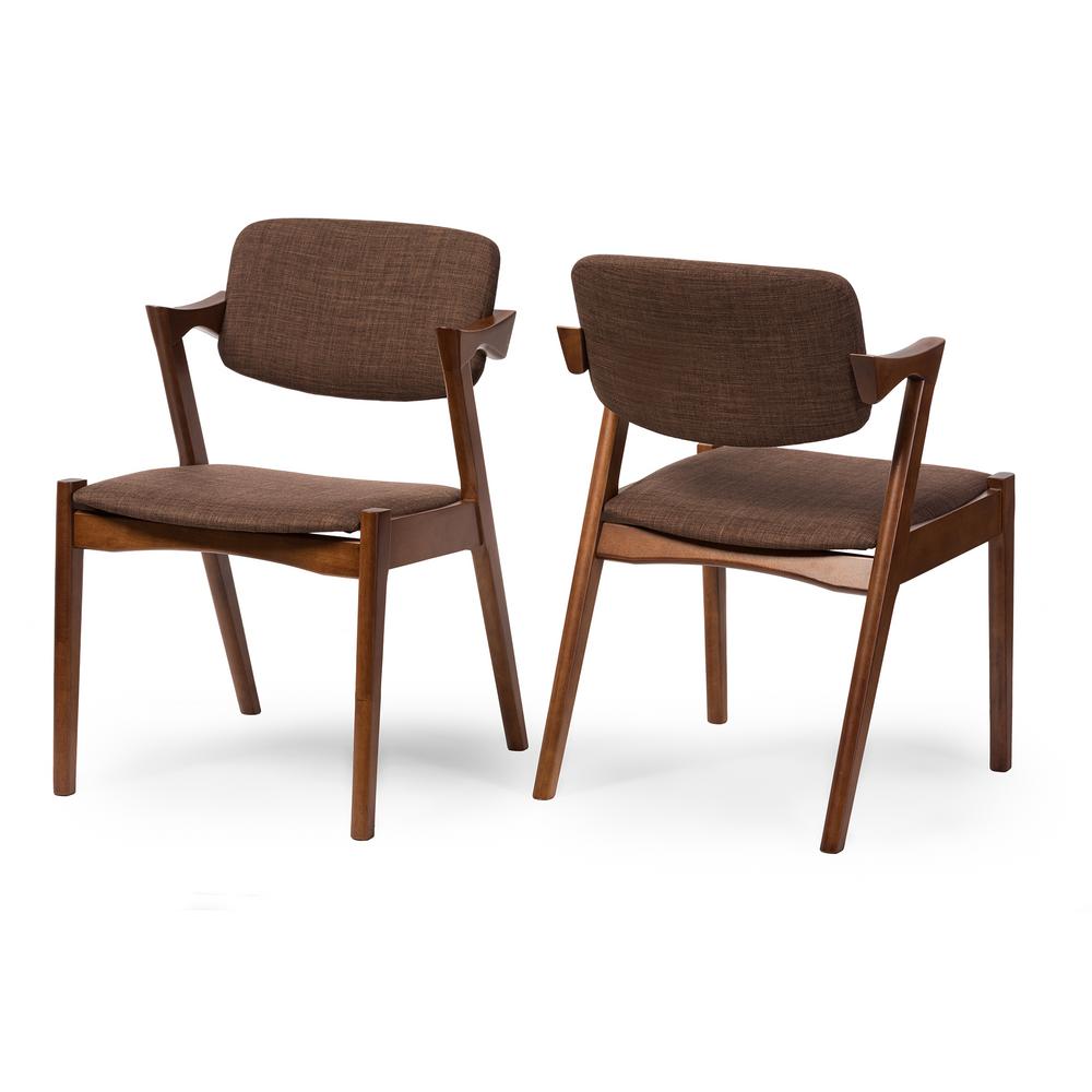 Baxton Studio Elegant Brown Fabric Upholstered Dining Chairs