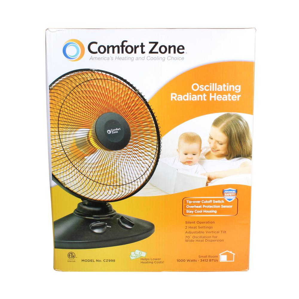 Comfort Zone 700 1000 Watt Oscillating Parabolic Dish Radiant