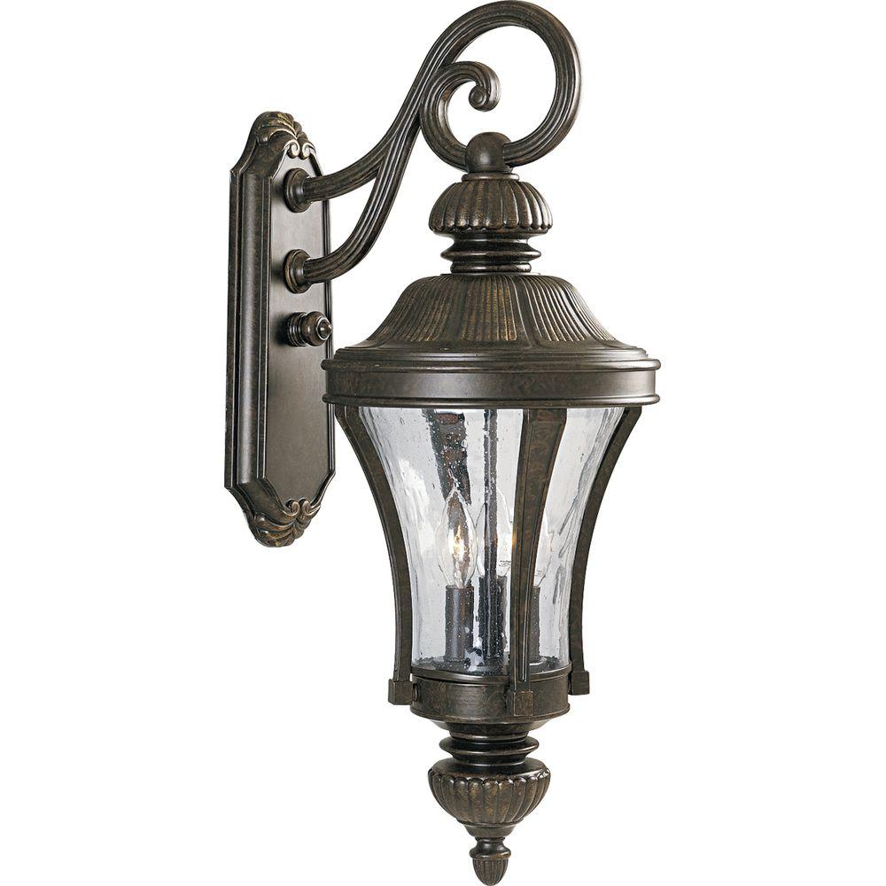 Large Outdoor Wall Mounted Lighting The Home Nottington Collection 3 Light 26 In Outdoor Forged Bronze Wall Lantern