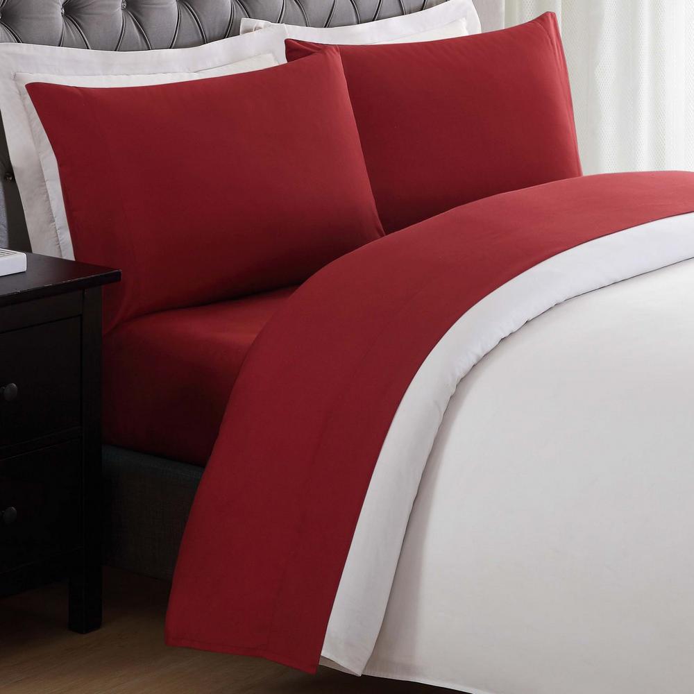 Anytime Red Twin Sheet Set Ss2018rdtw 4700 The Home Depot Anytime Red Twin Sheet Set