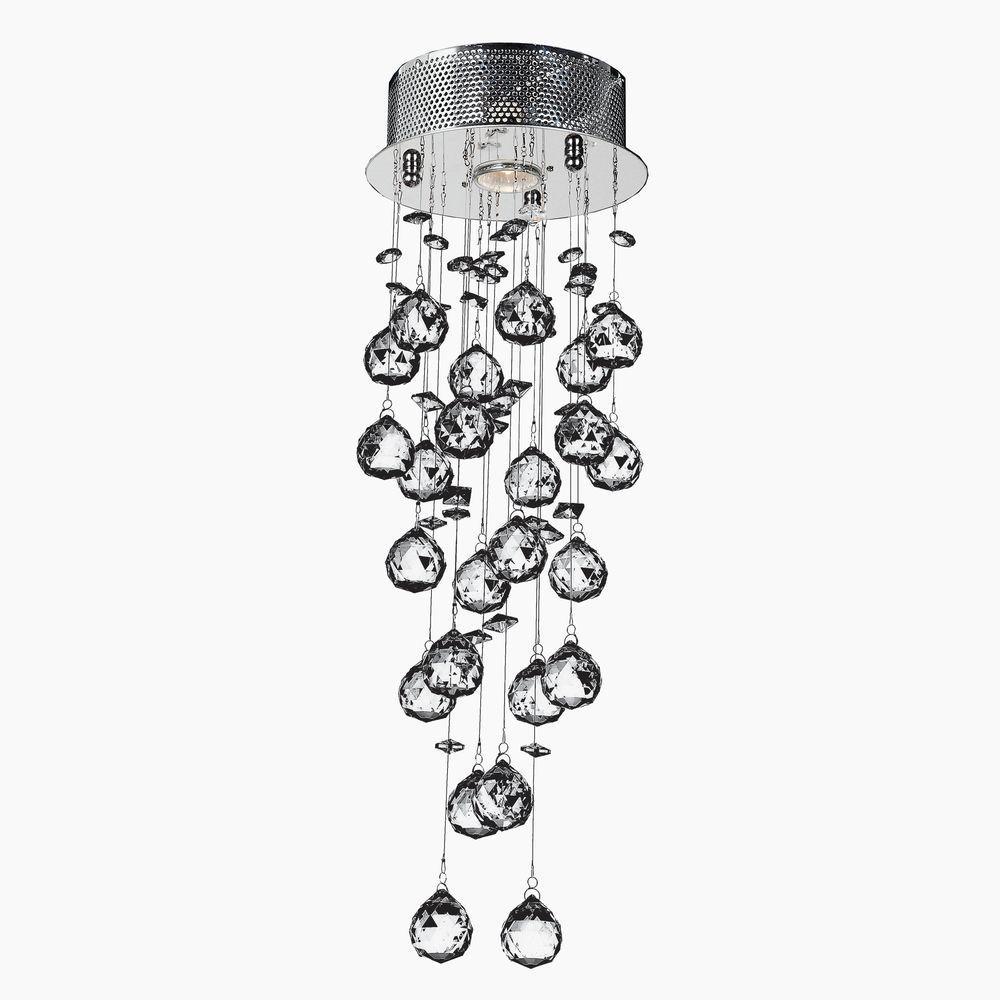 Elegant Designs Elipse 13 in. 2Light Chrome and Crystal Flushmount