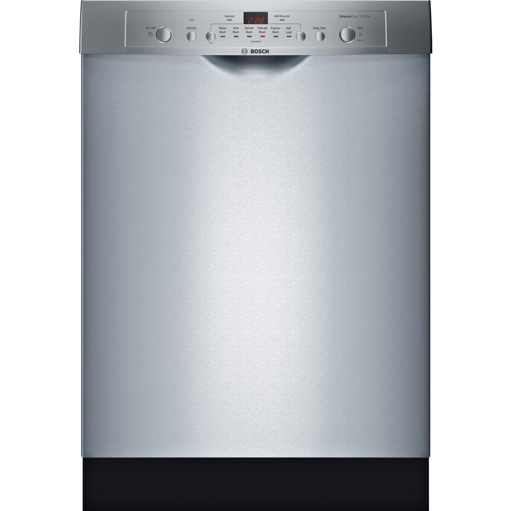 Bosch Ascenta Front Control Tall Tub Dishwasher In Stainless Steel With Hybrid Stainless Steel Tub 50 Dba She3ar75uc The Home Depot