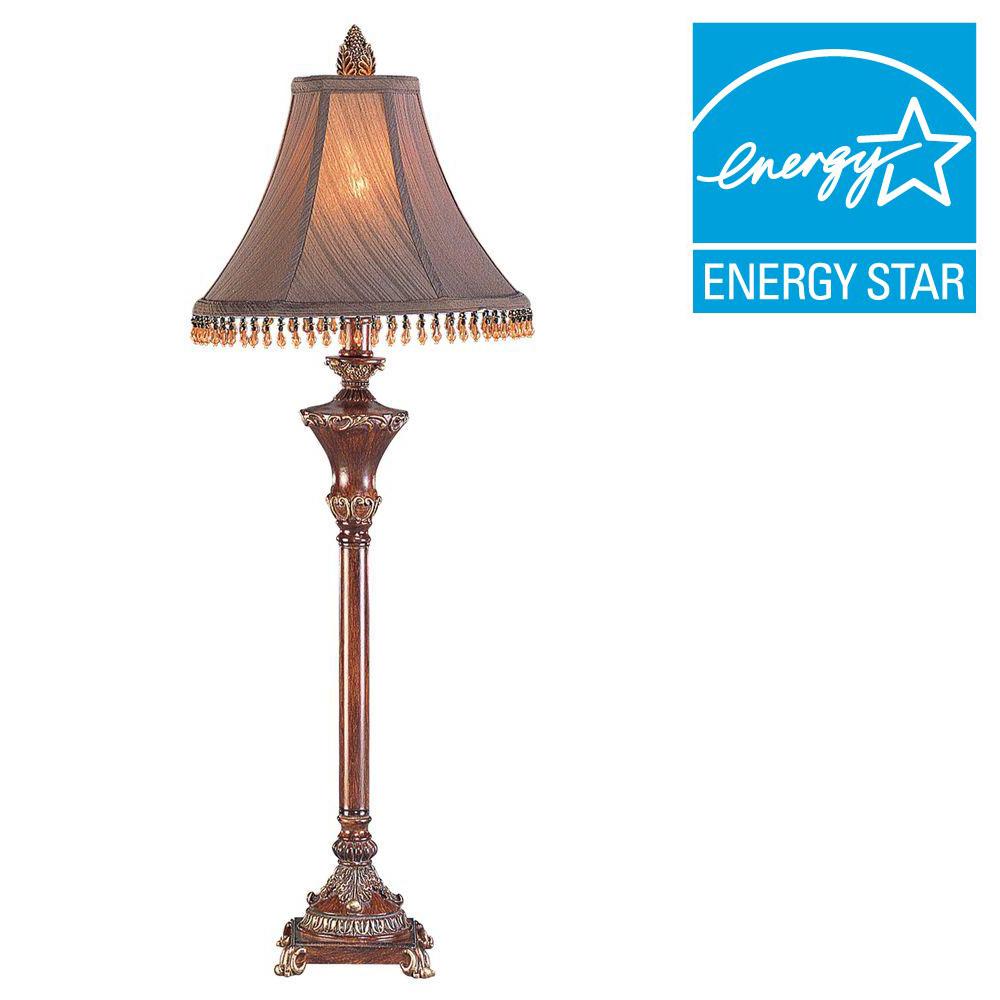 Ore International 31 In Ruby And Bronze Resemble Wood Buffet Lamp K Ruby And Bronze Resemble Wood Buffet Lamp