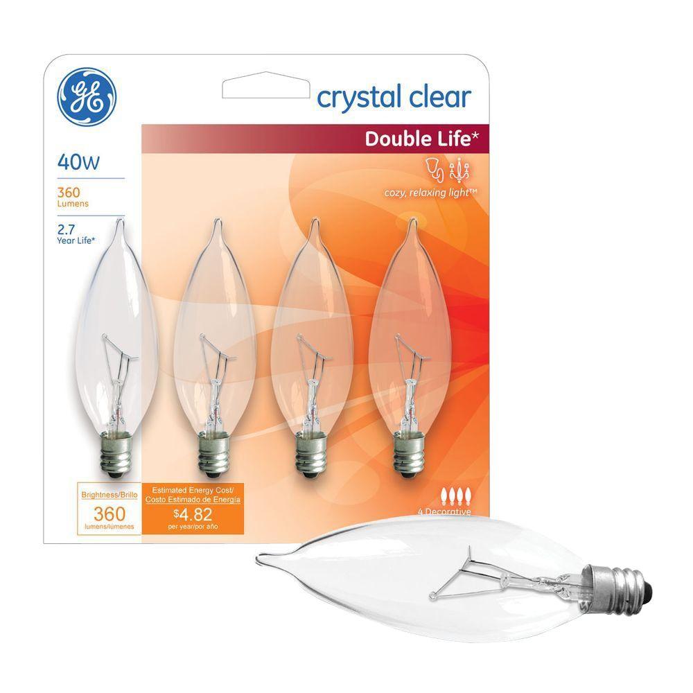 Ge 25 Watt Incandescent Ca11 Bent Tip Candelabra Base Double Life Ge 25 Watt Incandescent Ca11 Bent Tip