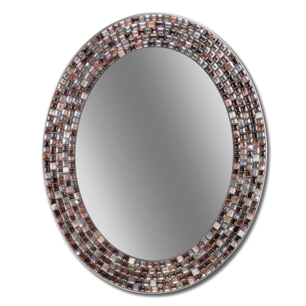 Deco Mirror Frameless Mosaic 23 In X 29 Copper Oval Wall
