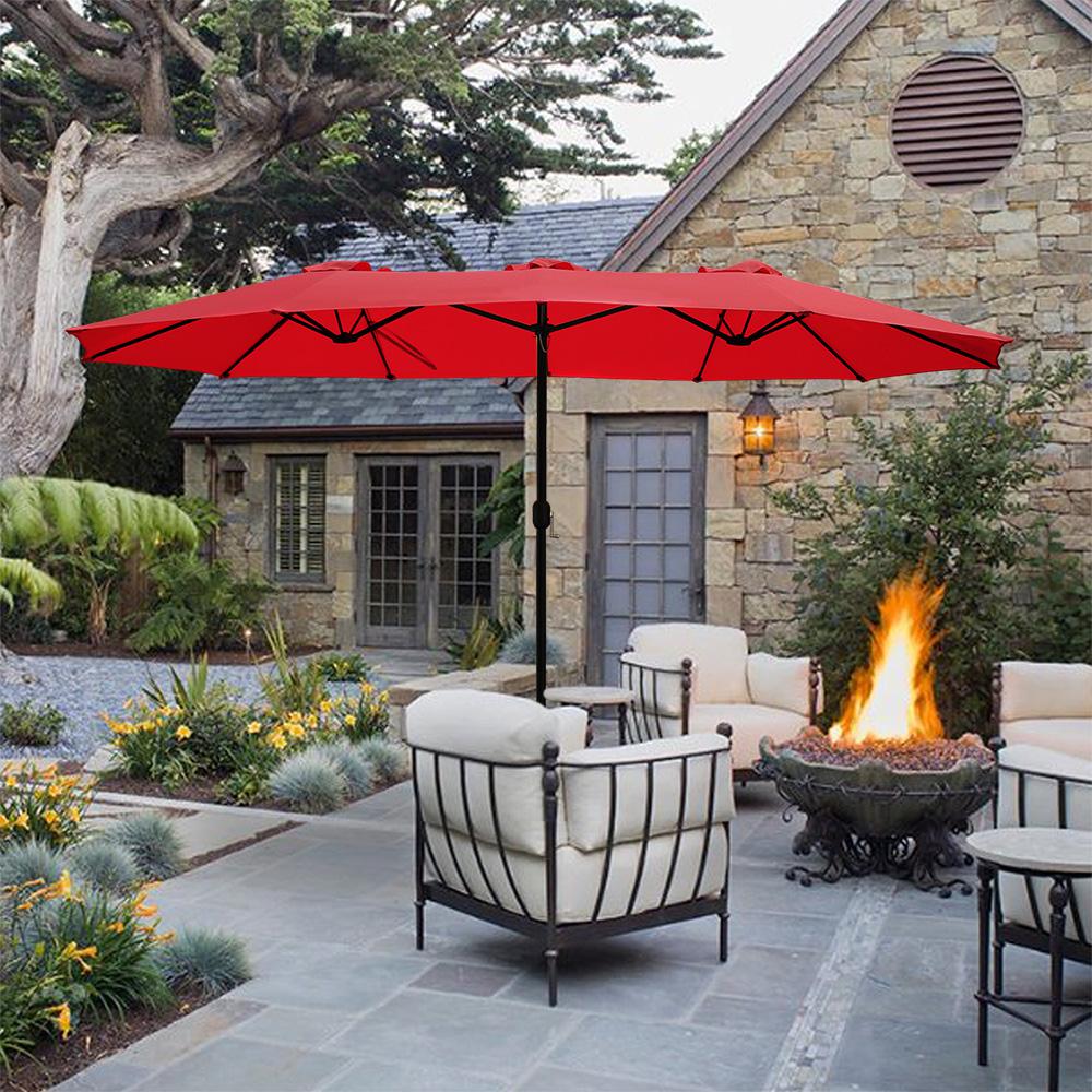 15 Ft Steel Patio Umbrellas Patio Furniture The Home Depot