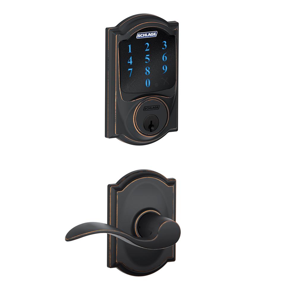Works with Alexa via SmartThings Aged Bronze Schlage Z-Wave Home Keypad Lever FE599NX CAM 716 ACC 716