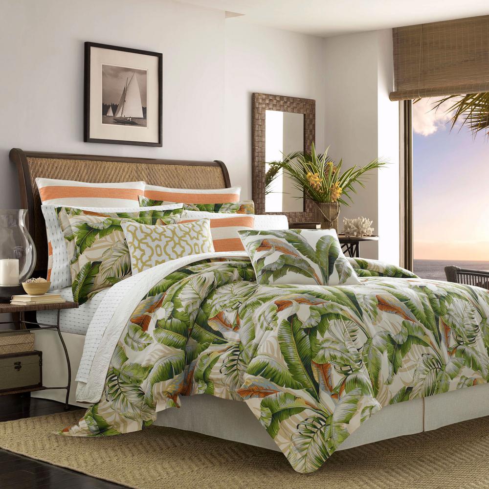 Tommy Bahama Palmiers 3 Piece Green Botanical King Duvet Cover Set
